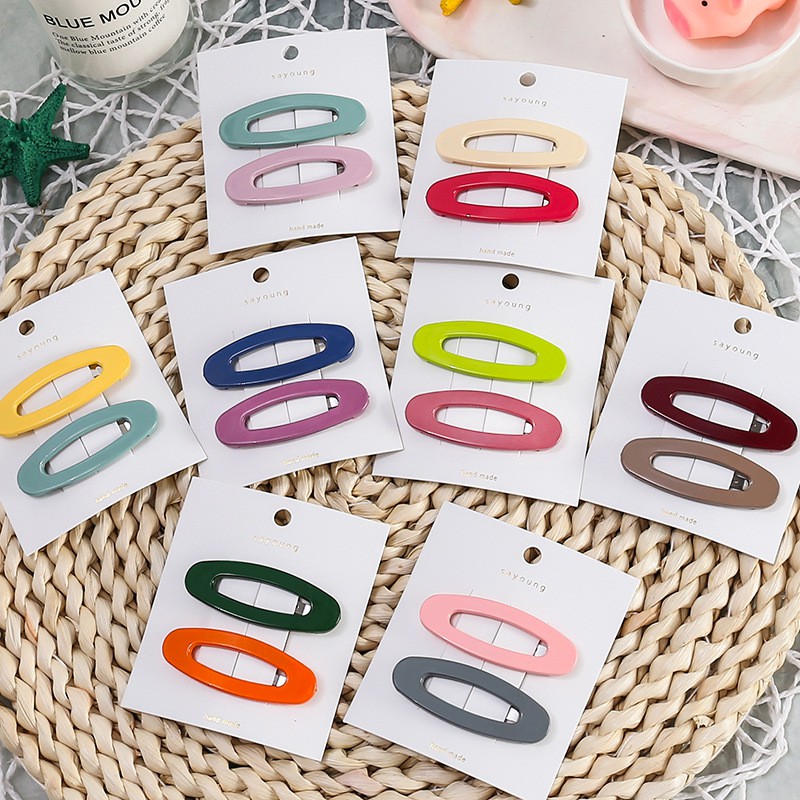 Sét 2 kẹp tóc ovan nhiều mầu KAH104