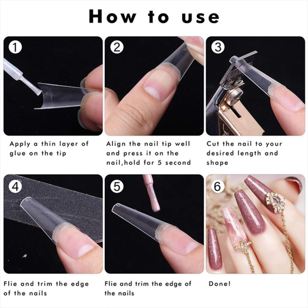 [Hàng mới về] Hộp 100 móng tay giả trong suốt siêu mỏng có thể tháo rời diy