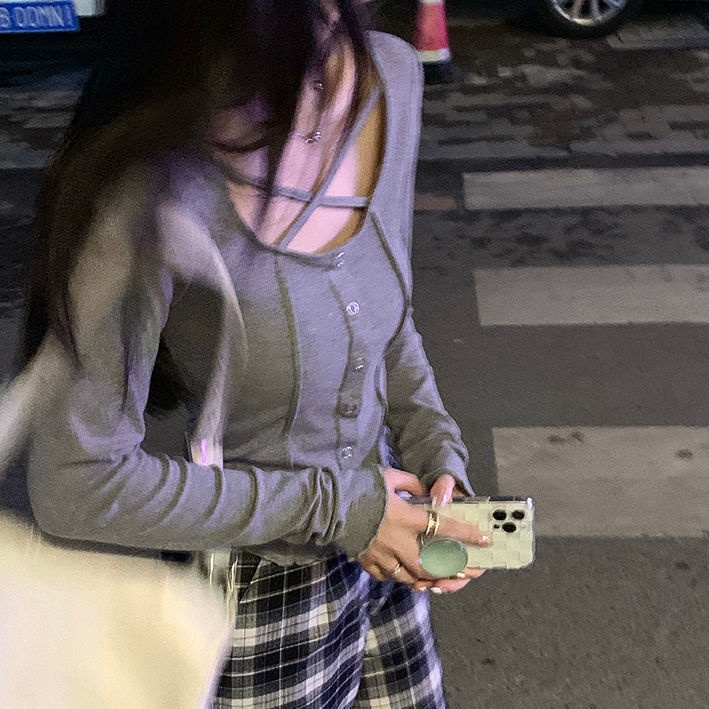 Áo dệt kim mỏng tay dài đa phong cách mùa thu sành điệu cho nữ