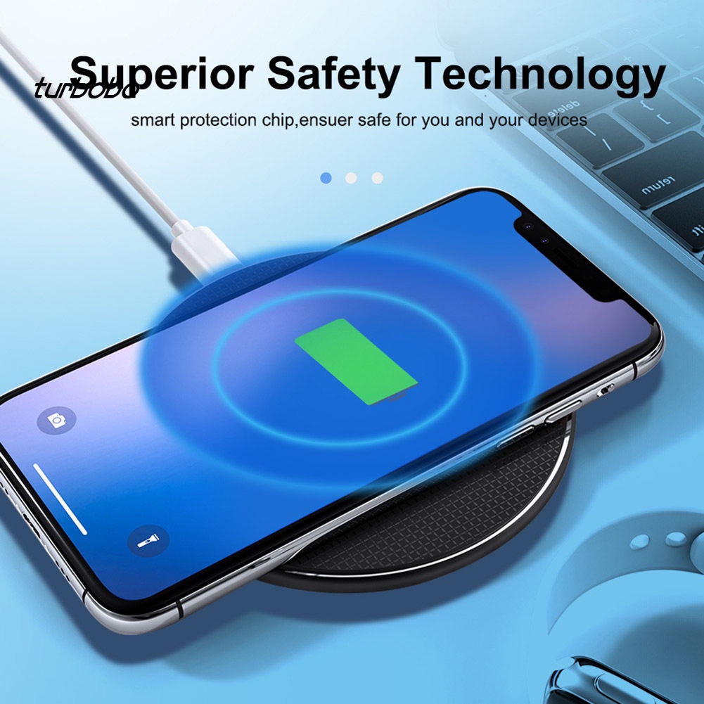 Đế Sạc Nhanh Không Dây 10w Hình Tròn Mỏng Cho Iphone Android Điện Thoại