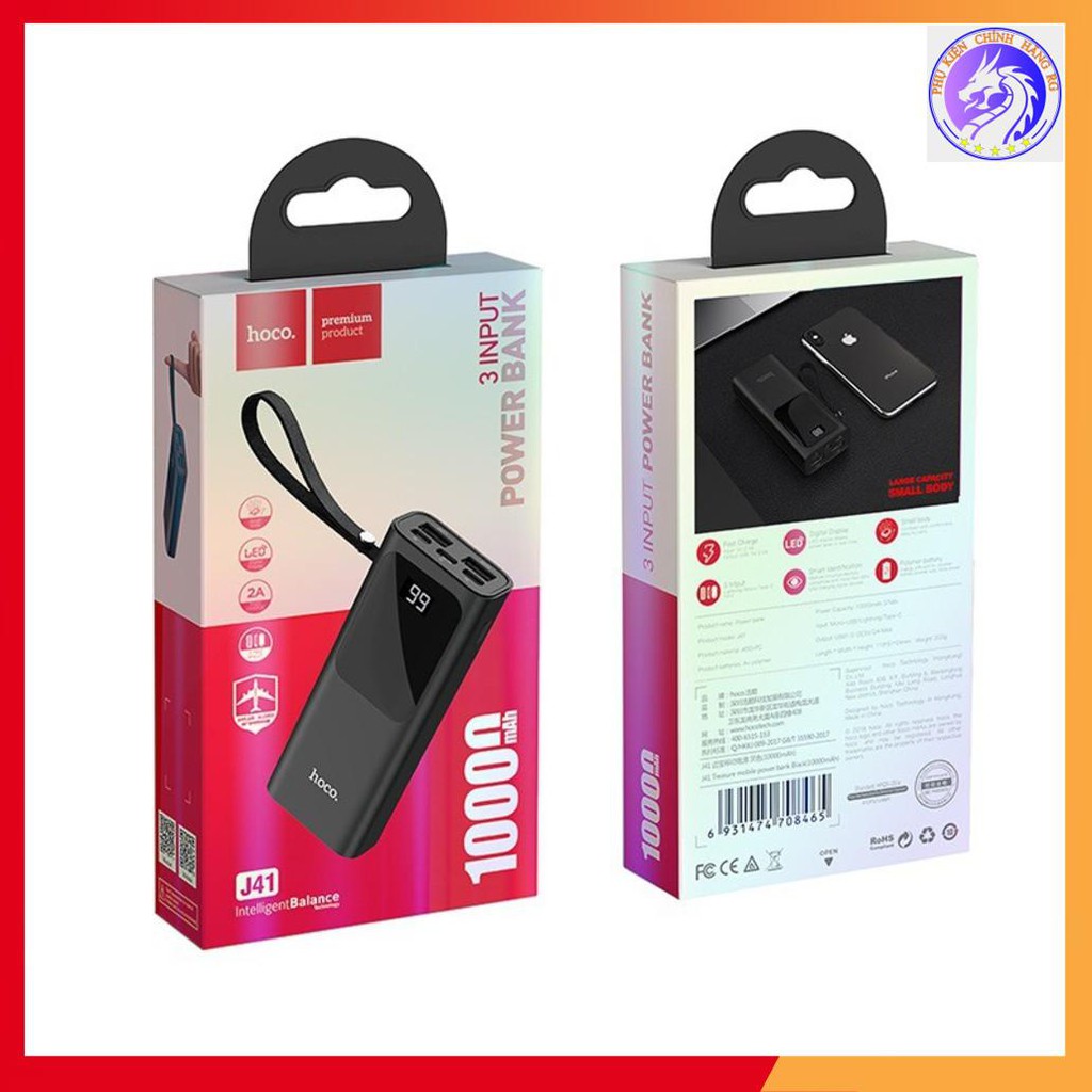 Pin sạc dự phòng Hoco J41 Intelligent Balance 10000mAh Polymer 3 cổng sạc vào màn hình LCD - Hãng phân phối chính thức | BigBuy360 - bigbuy360.vn