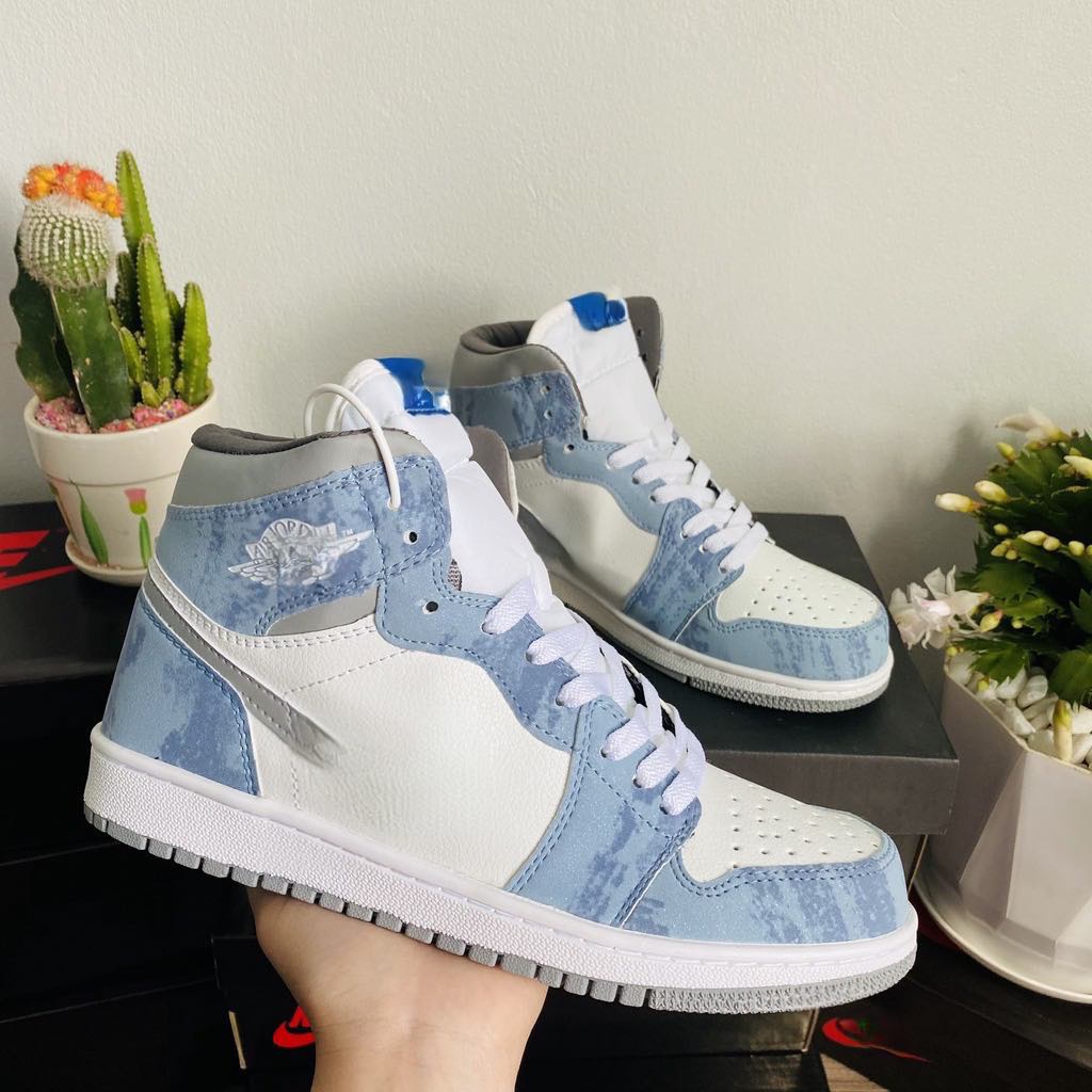 Giày 𝐚𝐢𝐫 𝐉𝐨𝐫𝐝𝐚𝐧 hyper royal xanh  cao cổ mới, Giày JD1 xanh loang nam nữ hot nhất 2021