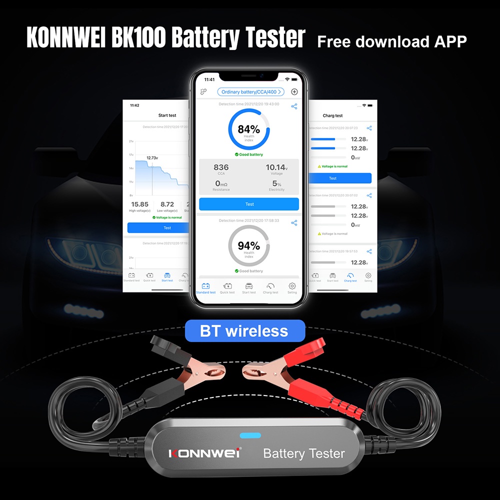 Thiết Bị Kiểm Tra Tải Ắc Quy Xe Hơi KONNWEI BK100 12V BT Cho IOS / Android 6V 12V for Toyota