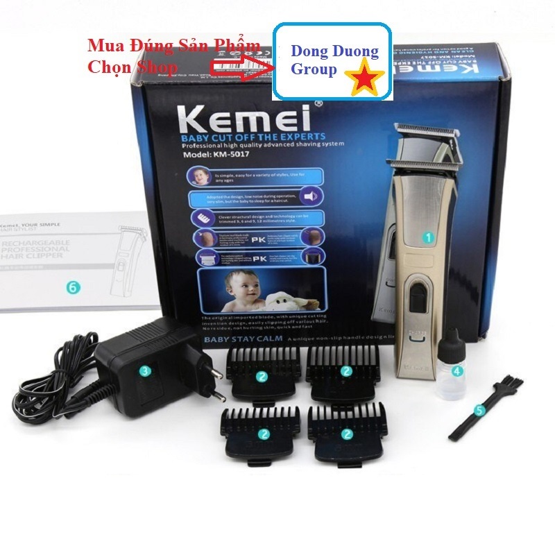 COMBO Bộ kéo cắt tóc nhật bản + Tông đơ cắt tóc trẻ em gia đình salon KM5017