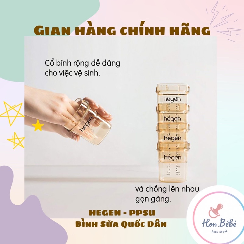 Bình sữa HEGEN cao cấp 60ml 150ml 240ml 330ml được chọn núm cam kết