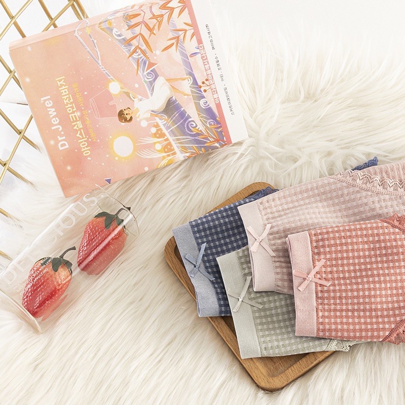 Quần lót nữ ren kẻ chất cotton chất thoáng mát N126