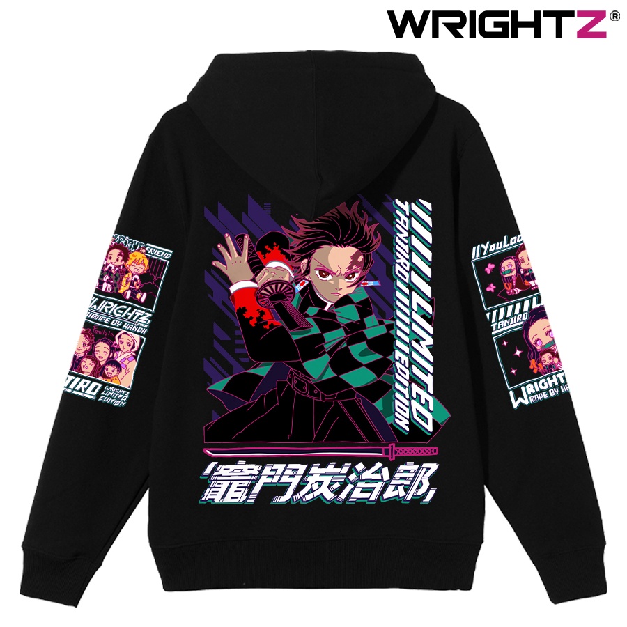 Áo hoodie Wrightz anime Tanjiro Kamado demon slayer thanh gươm diệt quỷ oversize