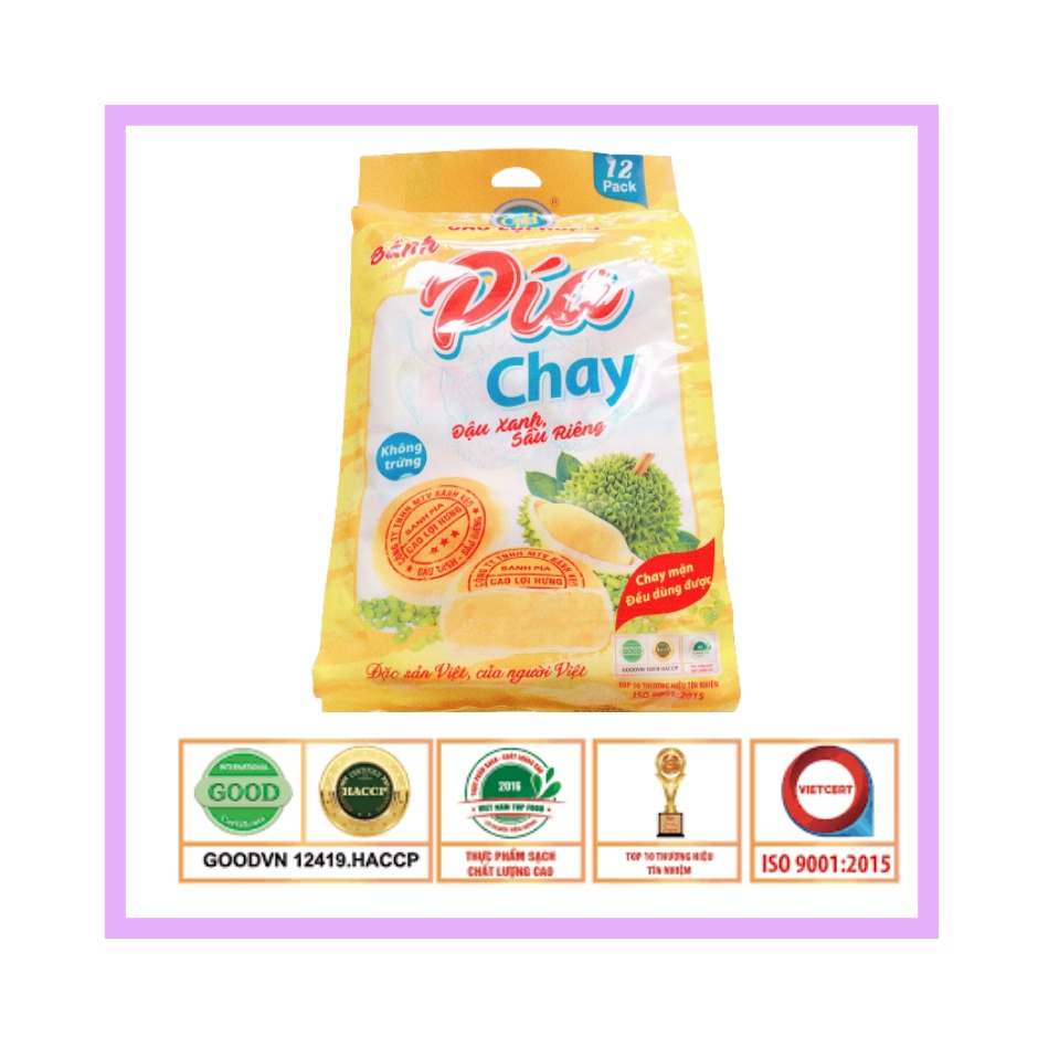 Bịch 12 cái_1 cái 100g, Bánh Pía Chay Cao Lợi Hưng_Vị đậu xanh sầu riêng không trứng_bánh pía vị truyền thống-đặc sản