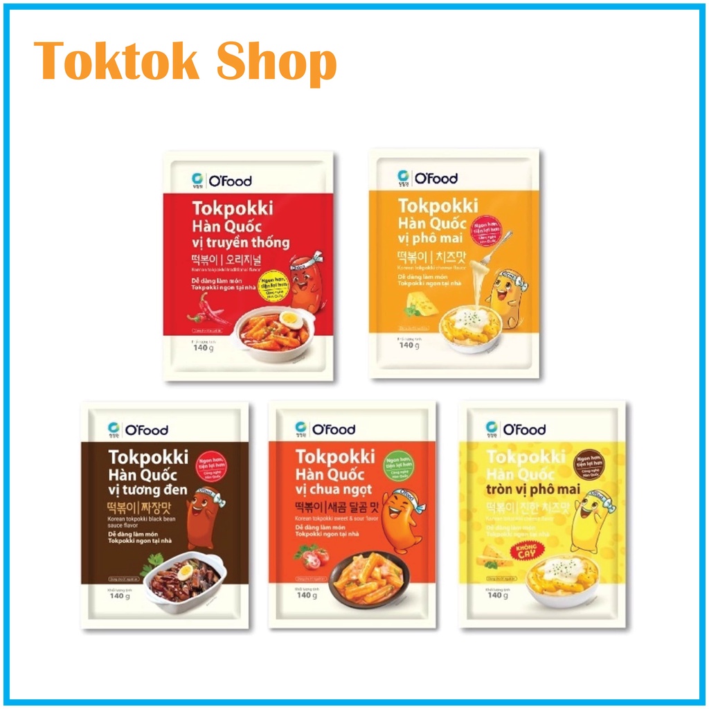 Bánh gạo tokpokki Ofood, tokbokki ăn liền mềm, dẻo thơm ngon gói 140g