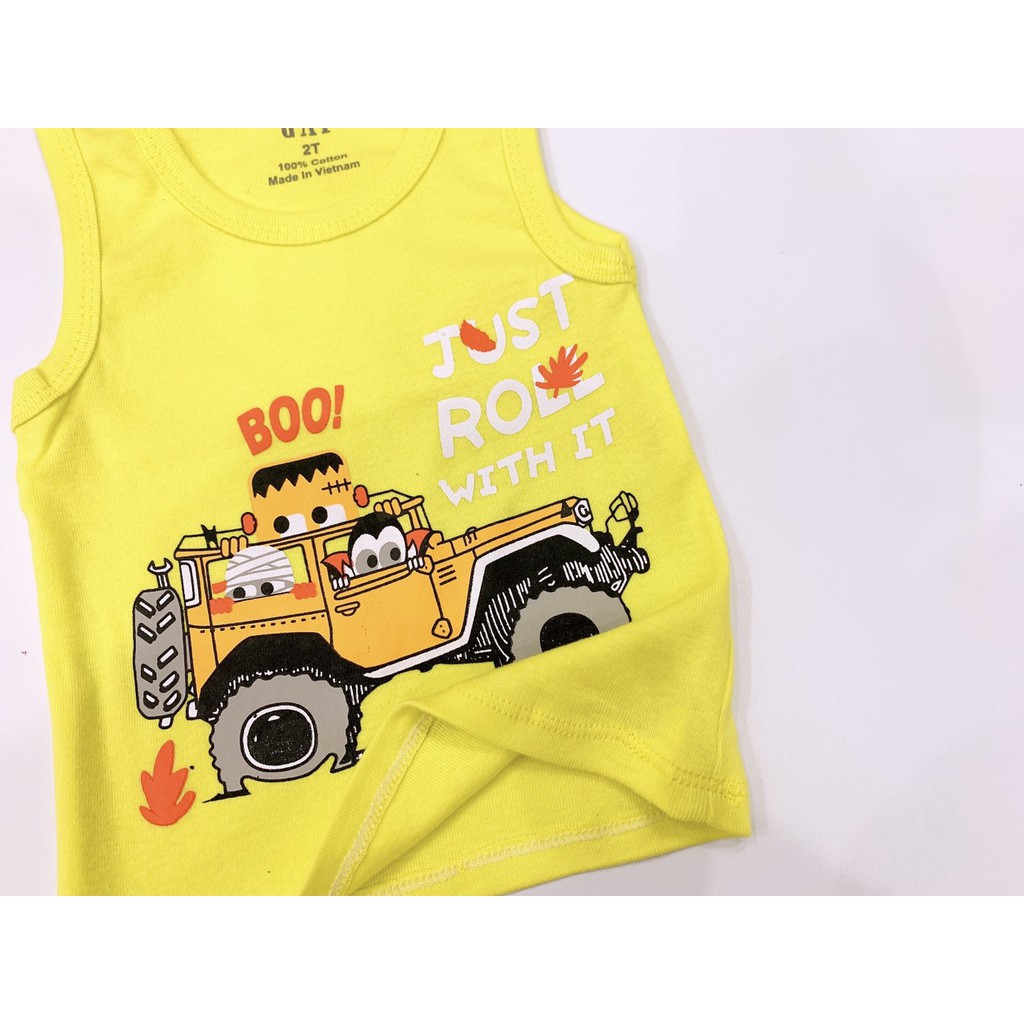 Quần áo trẻ em, bộ ba lỗ GAP cho bé trai họa tiết siêu nhân, người nhện, chó cứu hộ Xu Xu Kids size từ 8-22kg