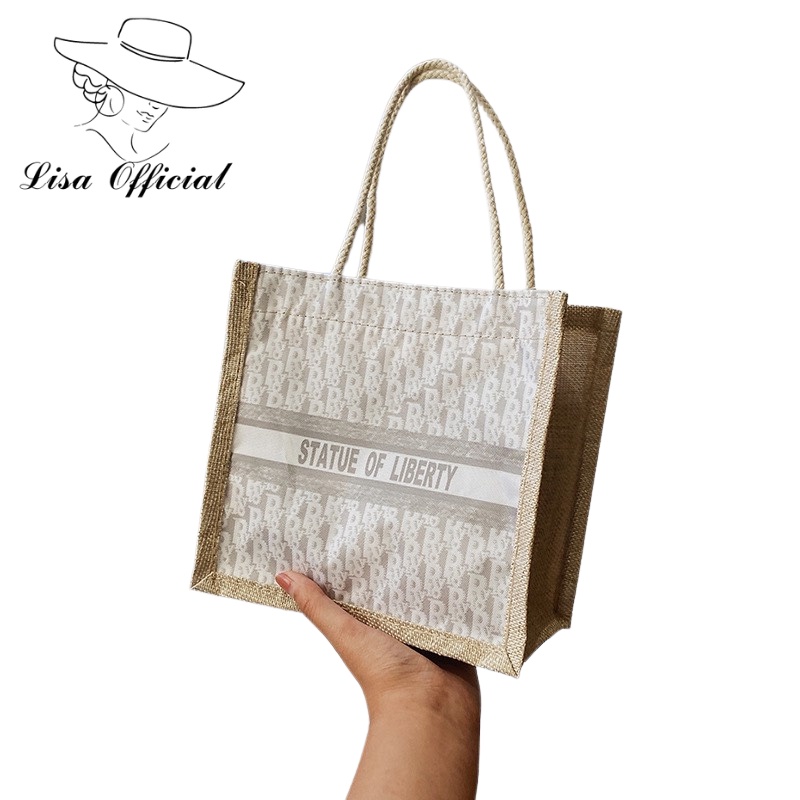 Túi Cói Canvas 💖 Lisa Official 💖 Túi Xách Cói Hình Tượng Tự Do Siêu Hot Vintage - SV-11