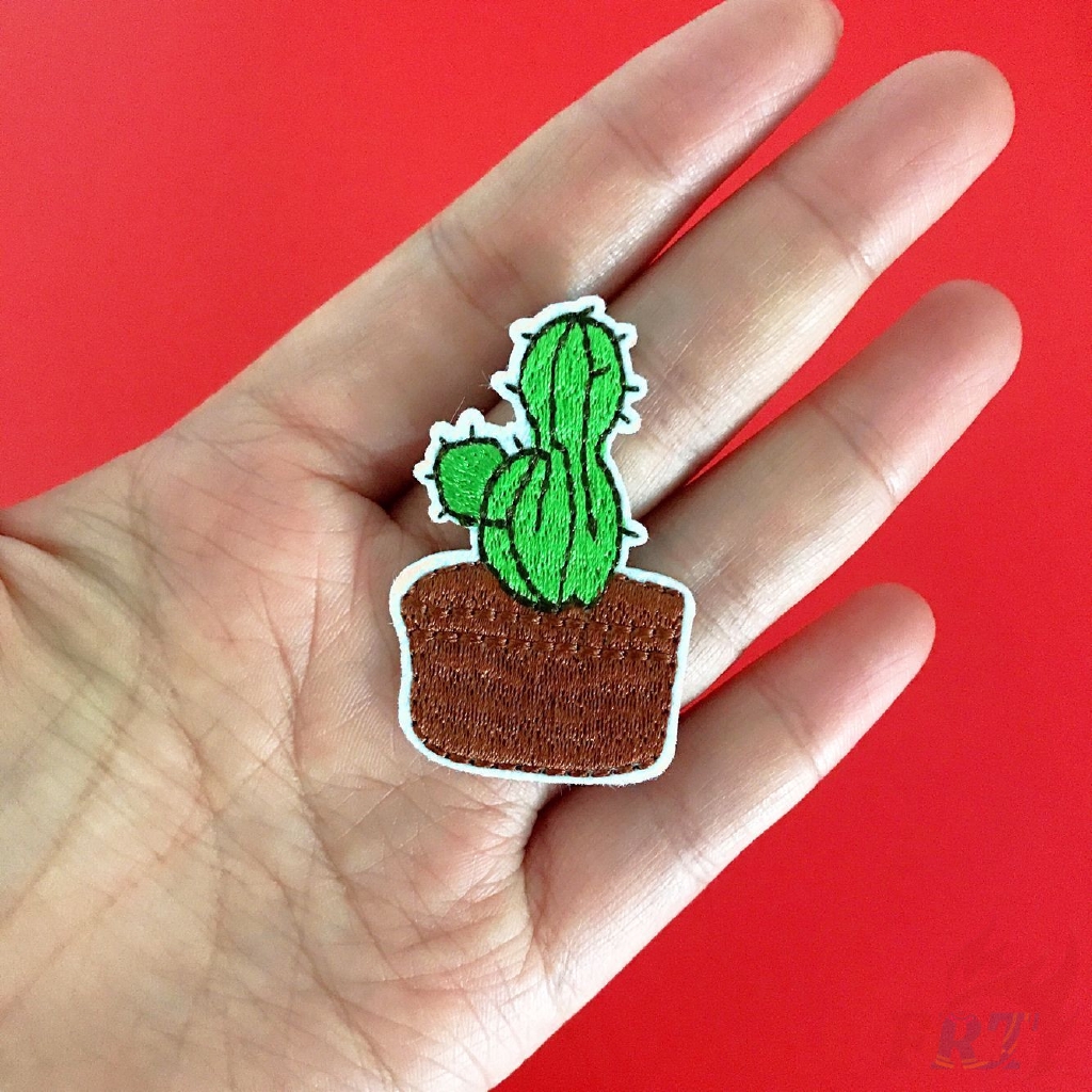 ☸ Sticker Ủi Thêu Hình Cây Xương Rồng Hoạt Hình Ngộ Nghĩnh ☸ 1 Sticker Ủi Thêu Hình Huy Hiệu