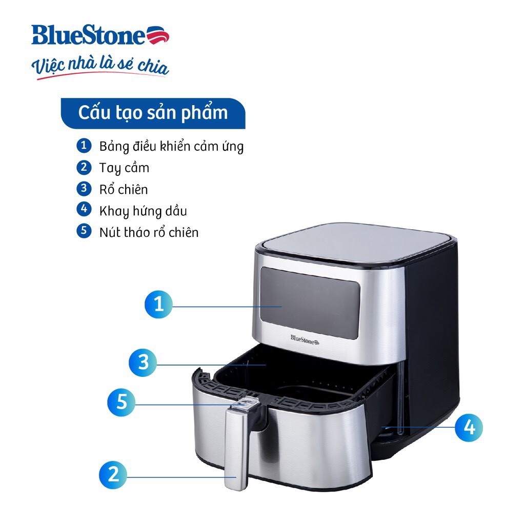 Nồi Chiên Không Dầu BlueStone AFB-5878  - Hàng chính hãng - Bảo hành 24 tháng