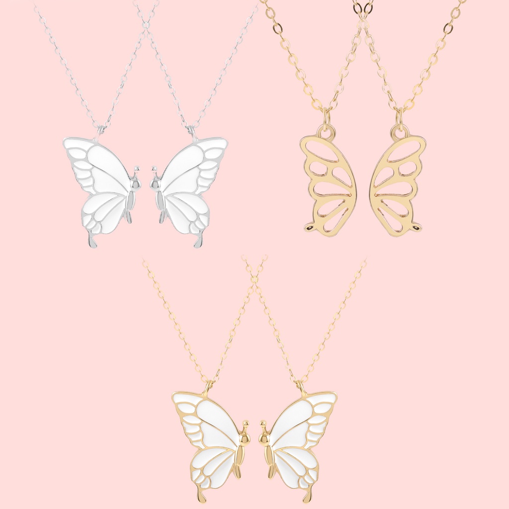 Vòng cổ QIHE JEWELRY mặt dây hình bướm 3 kiểu tùy chọn làm quà tặng cho bạn bè