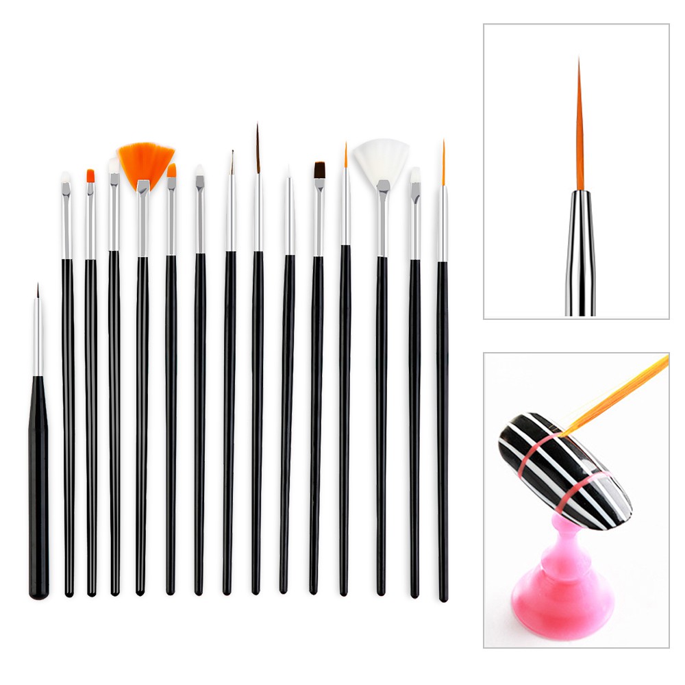 Set 15 / 8 / 7 / 5 / 3 / 1 cọ vẽ móng tay pffee có cán trong suốt thiết kế chuyên nghiệp