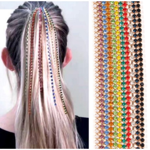 Phụ Kiện Sợi Dây Kẹp Tóc Nối Dài Đính Đá Lấp Lánh Thu Hút Thời Trang Cho Nữ