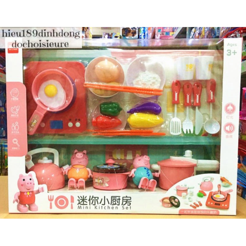 Đồ chơi Nồi chảo bếp từ hiện số chủ đề peppa pig tặng kèm pin (ảnh thật)