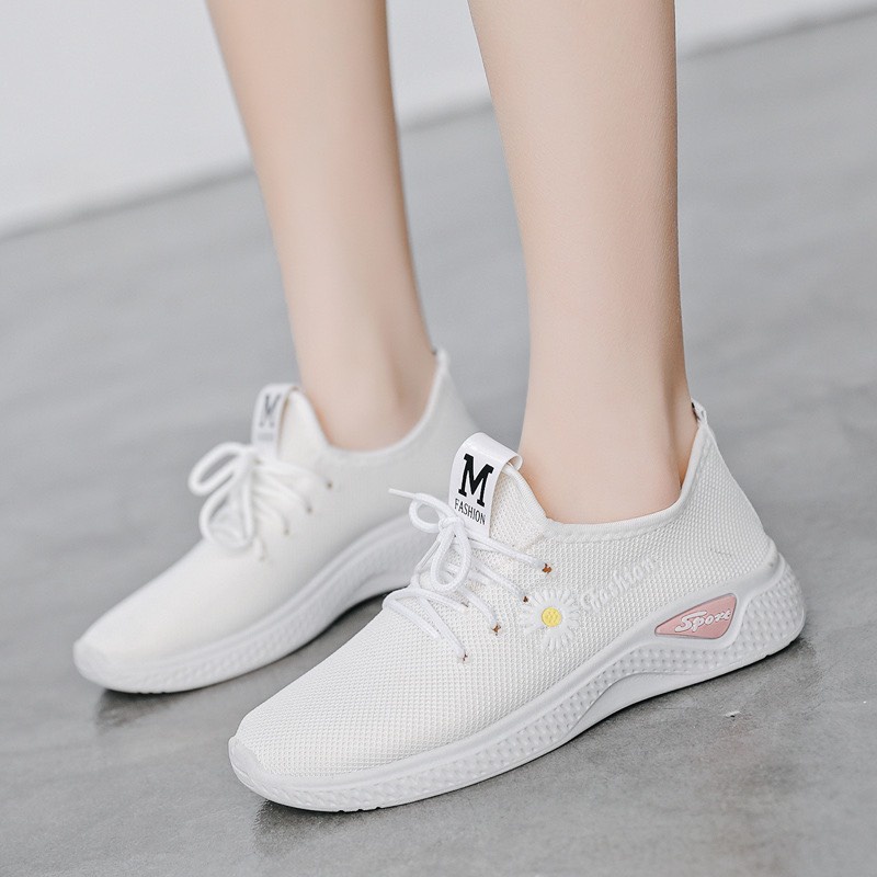 Giày thể thao nữ, giày sneaker chữ M hoa cúc, thông hơi đế cao su siêu mềm 2021 SP1