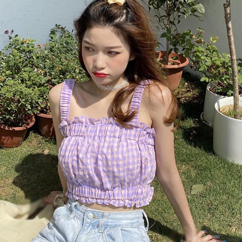 Áo Croptop Hai Dây Kẻ Sọc Caro Phong Cách Hàn Quốc Cho Nữ | BigBuy360 - bigbuy360.vn