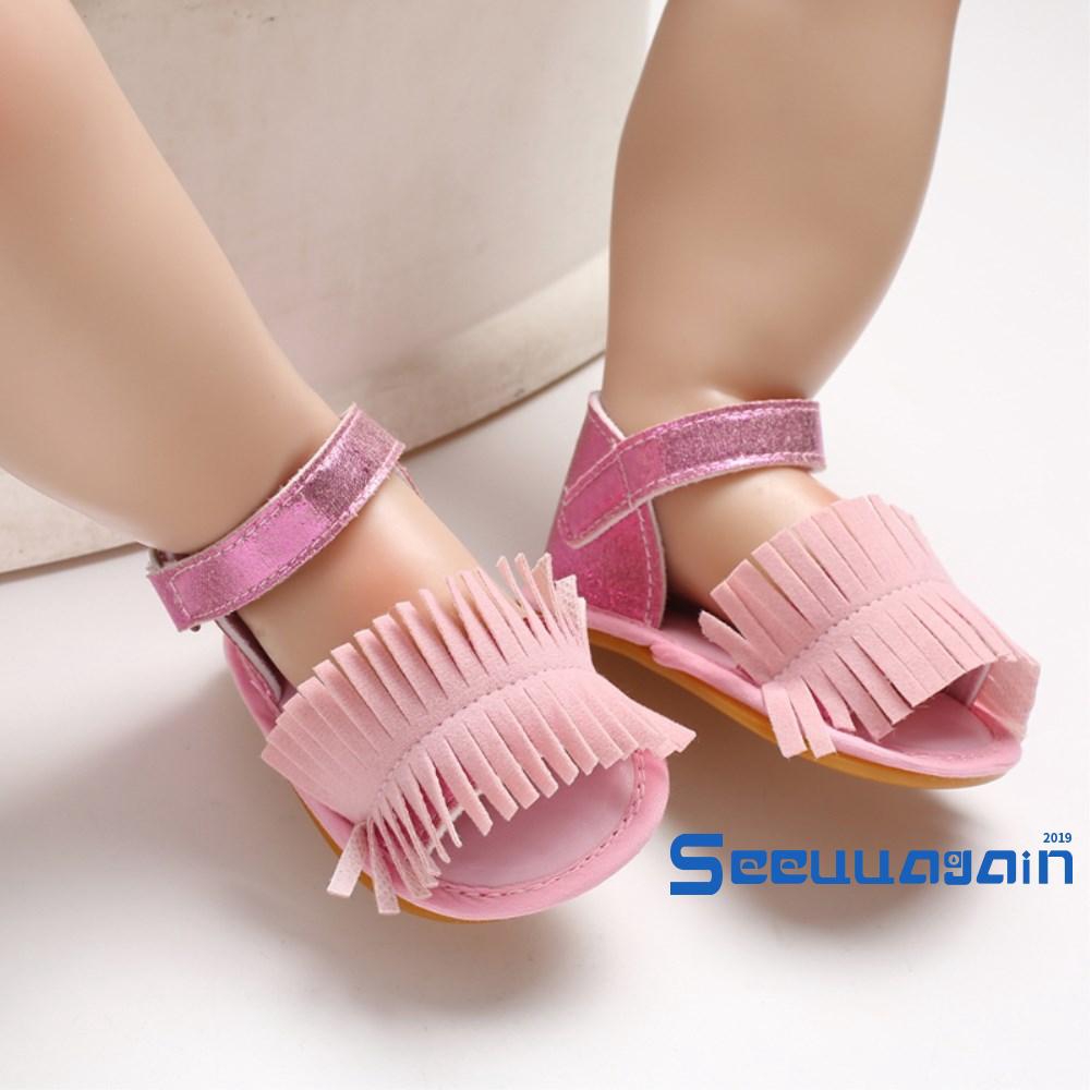 Sandal đế mềm tua rua dễ thương cho bé gái 0-18 tháng tuổi