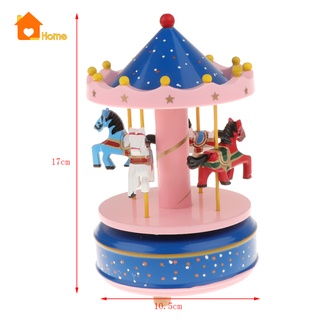 [Nanaaaa] Hộp nhạc Carousel bằng gỗ Màu hồng