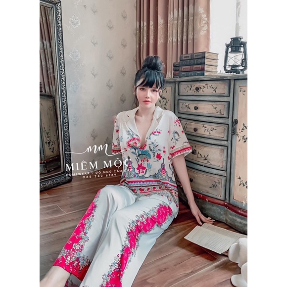 PYJAMA CỘC DÀI HOA ĐẠI VIỆT CAO CẤP