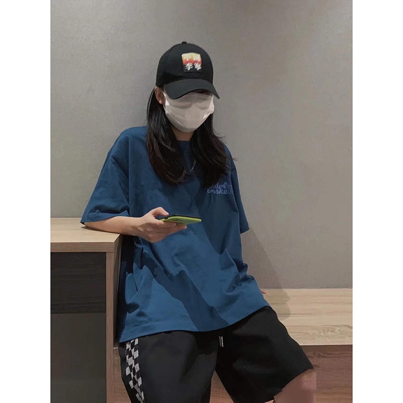 Áo Thun Xanh Under Áo Thun Tay Lỡ Form Rộng Unisex 38-65kg Nam Nữ Phong Cách Ullzang