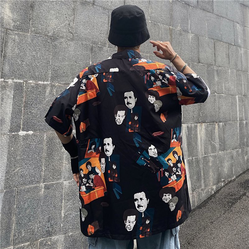 Áo sơ mi nam ngắn tay form rộng họa tiết nổi bật | BigBuy360 - bigbuy360.vn