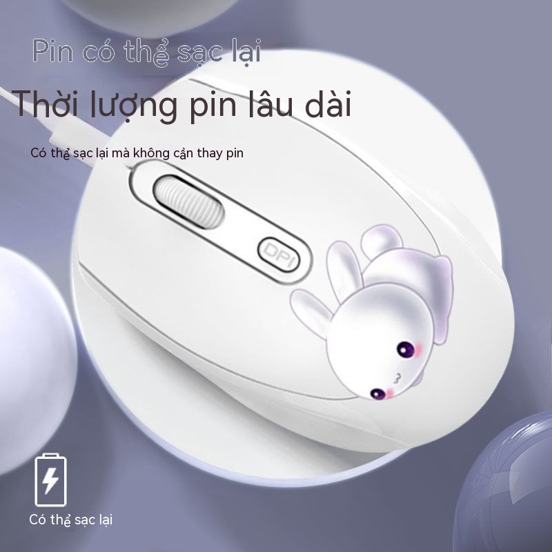 Chuột Bluetooth Không Dây Dễ Thương Có Thể Sạc Lại Dành Cho Văn Phòng/Máy Tính Bảng