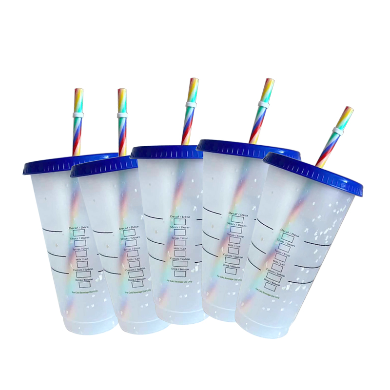 Màu Sắc Set 1 / 5 Ly Nhựa Uống Nước / 24 Fl Oz Thay Đổi Màu Có Thể Tái Sử Dụng