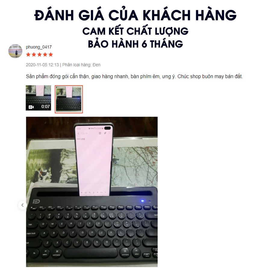 Bàn Phím Bluetooth Forter IK3381 - Dùng cho Điện thoại, Máy tính bảng, Laptop - Kết nối cùng lúc 3 thiết bị