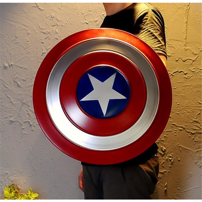 (BẰNG KIM LOẠI, 48CM) Khiên Captain American Shield Marvel Avenger cầm tay và treo tường tỷ lệ 1:1, đồ chơi và trang trí