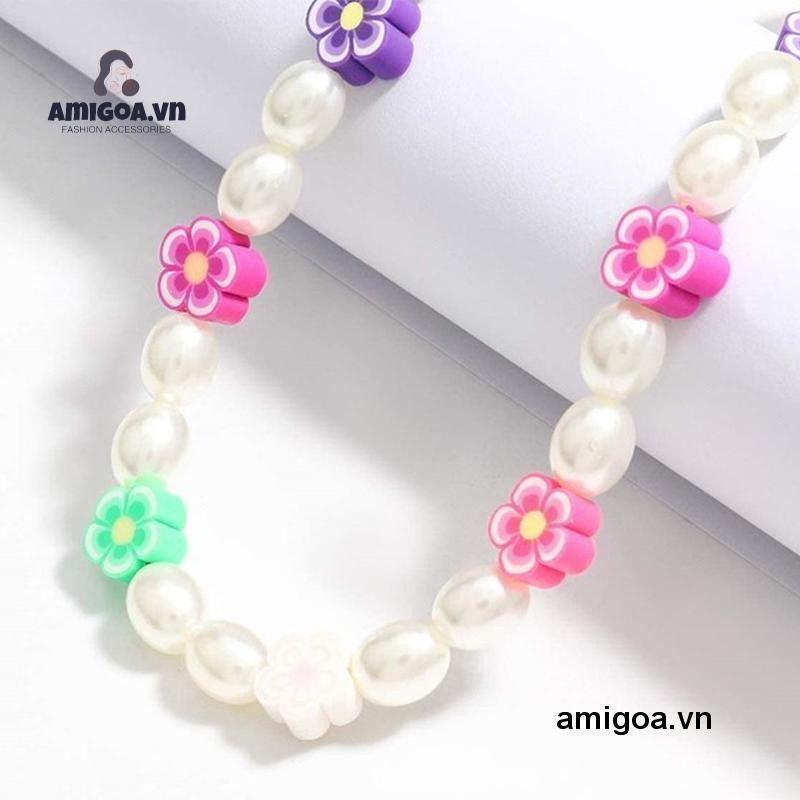 ✨✨Dây chuyền ngọc trai đính cườm đầy màu sắc Hàn Quốc vòng cổ nữ