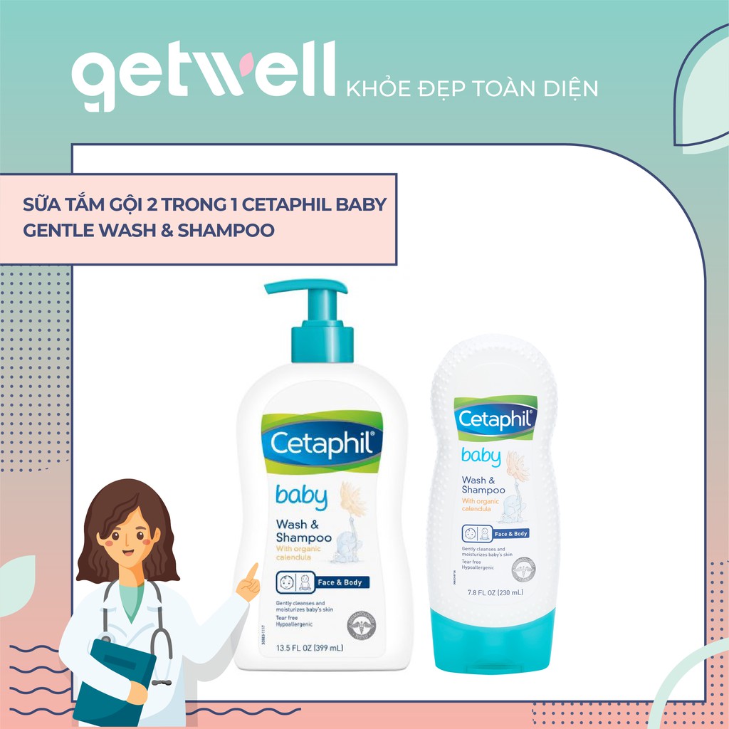 SỮA TẮM GỘI CETAPHIL CHO EM BÉ VỚI DƯỠNG CHẤT HỮU CƠ TỪ HOA CÚC CALENDULA 230ML/ 399ML