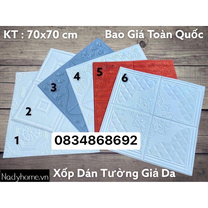 Xốp dán tường giả da hoa văn 70x70cm