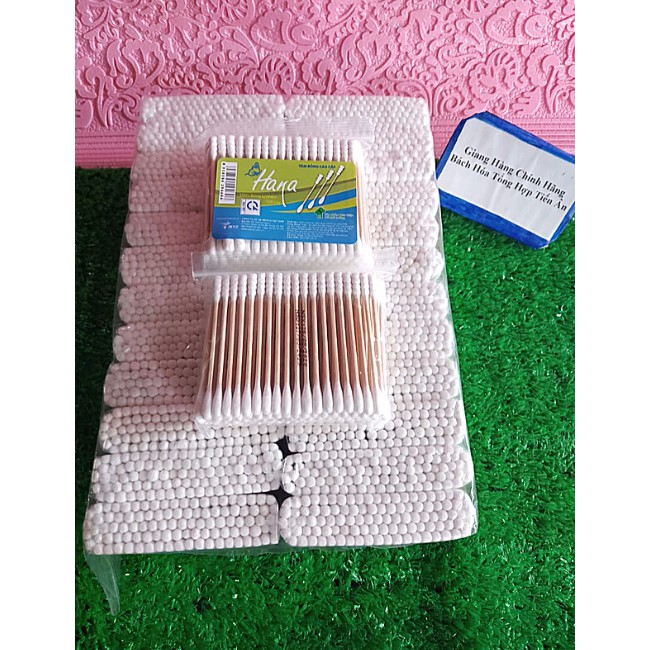 Combo 2 bịch Tăm bông cao cấp Hana lõi gỗ 2 x 100 cây