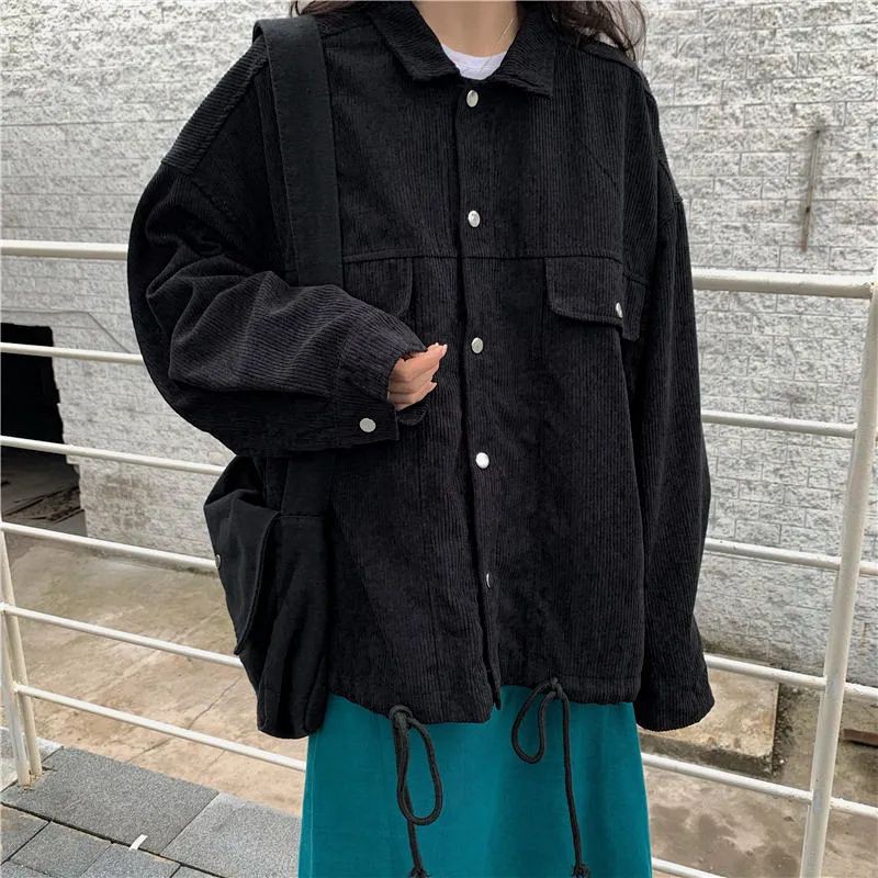 Áo Khoác Nhung Cổ Sơ Mi Oversize