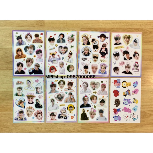 Combo 8 tấm ảnh sticker BTS