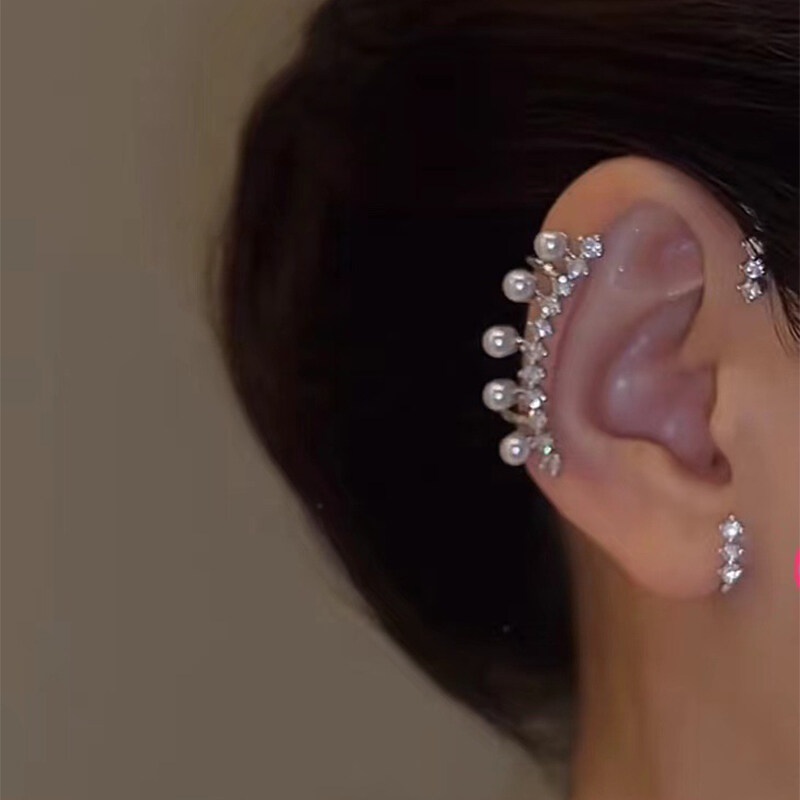 Khuyên Tai Nữ Dạng Kẹp Đính Ngọc Trai Đơn Giản