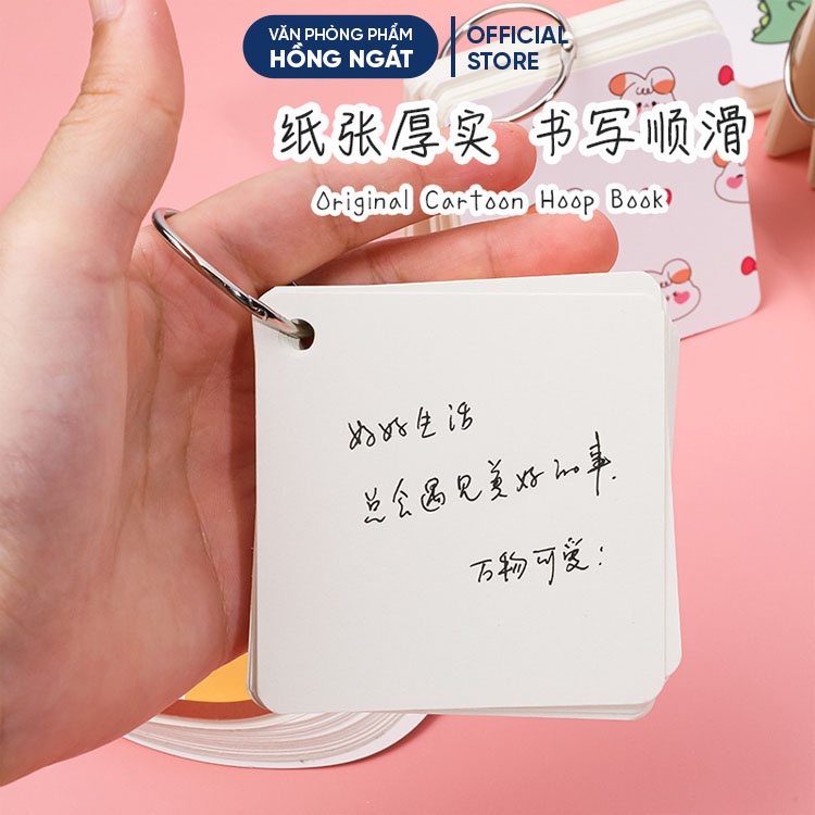 Flashcard trắng hoạt hình 80 trang, thẻ học từ vựng tiếng anh đồ dùng học tập văn phòng phẩm FLC01