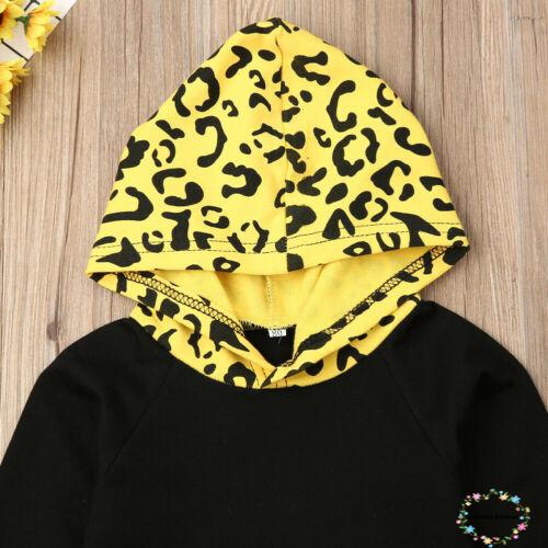 Set quần dài + áo hoodie họa tiết da báo thời trang cho bé