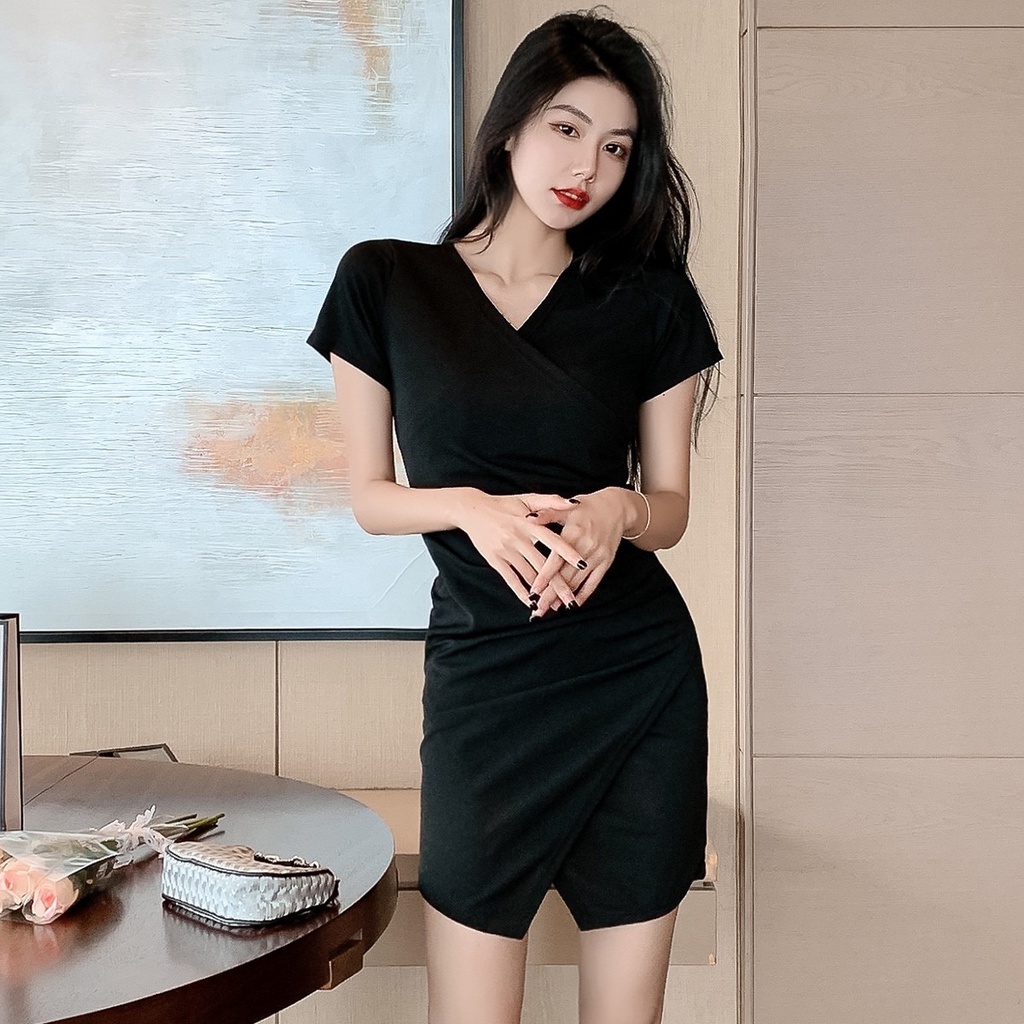 Đầm Ôm Body Cổ Chữ V Gợi Cảm Phong Cách Hàn Quốc Mới
