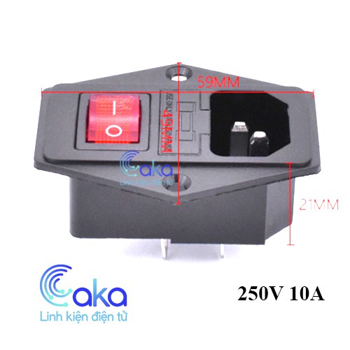 Jack cắm nguồn có cầu chì và công tắc AC-01A
