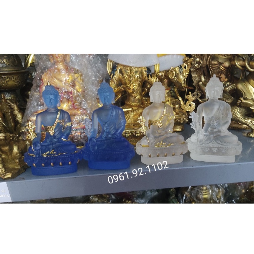 Tượng phật dược sư xanh dương lưu ly cao 13cm mật tông tây tạng bán tượng đồ thờ cúng