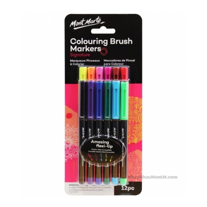 Bộ bút màu dạ marker Mont Marte Signature Colouring Brush Markers 12 màu