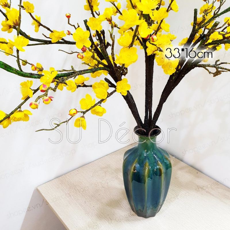 Lọ hoa Bát Tràng - Bình hoa múi khế cao men hỏa biến