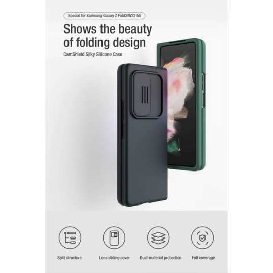 Ốp lưng NILLKIN Z Fold 3 / Fold 4 silicon từ tính CamShield Silky nắp trượt bảo vệ camera, bảo vệ camera khỏi trầy xước