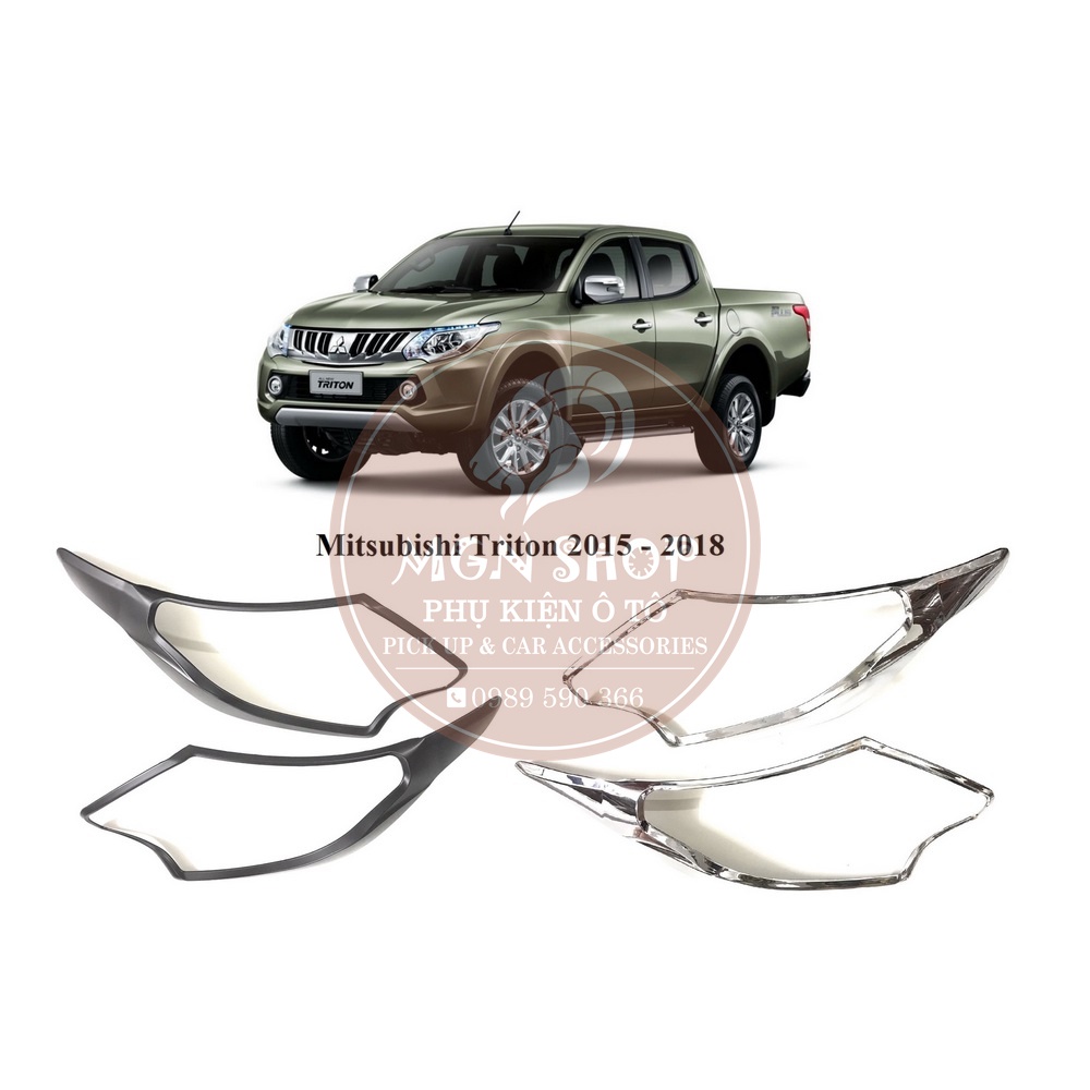 [Ốp đèn pha] [Mitsubishi Triton 2015 - 2018] [màu đen / màu bạc]