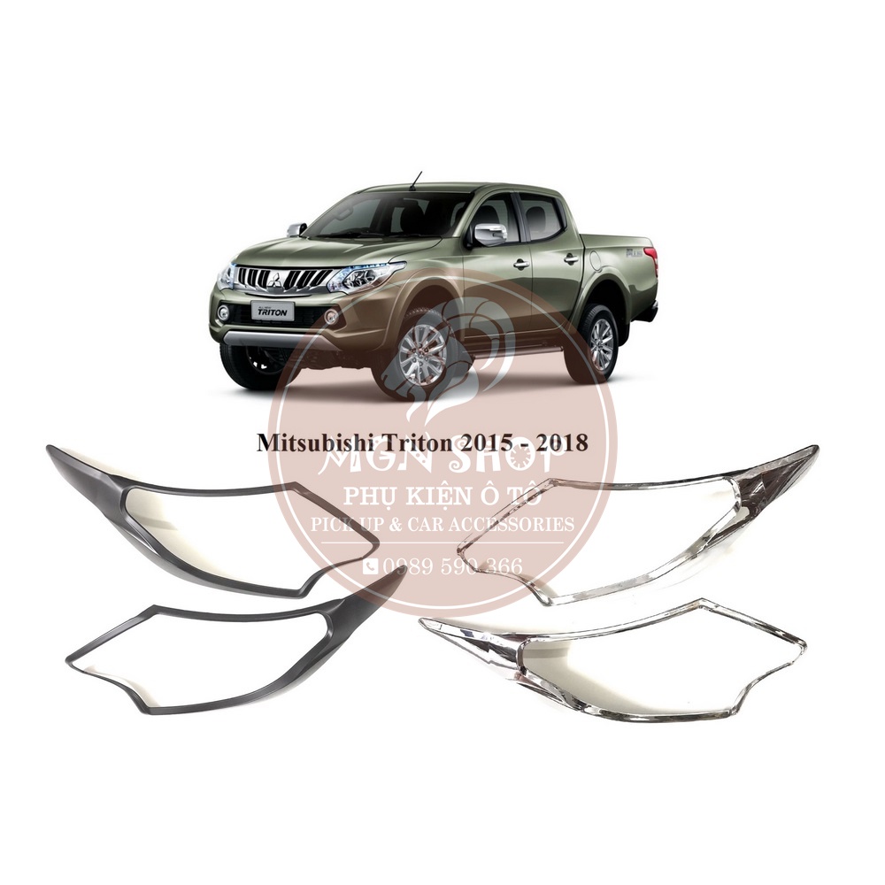 [Ốp đèn pha] [Mitsubishi Triton 2015 - 2018] [màu đen / màu bạc]