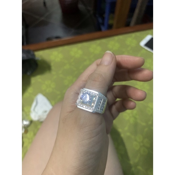 Nhẫn nam đá trắng cz bạc ta chuẩn đẹp NGỌC MẬU